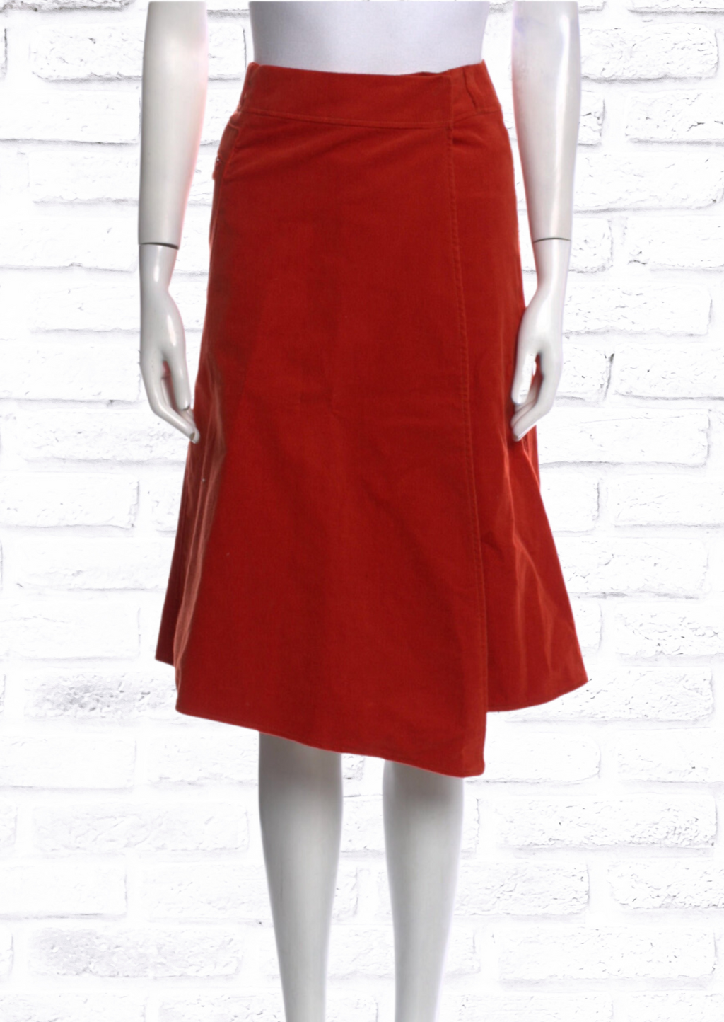 Kenzo Jungle Burnt-Orange Corduroy Wrap Skirt