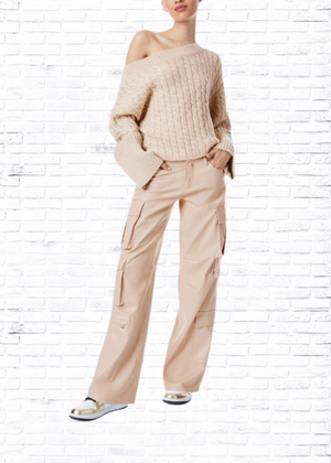 Alice + Olivia 'Ina' Bateau-Neck Cable-Knit Sweater