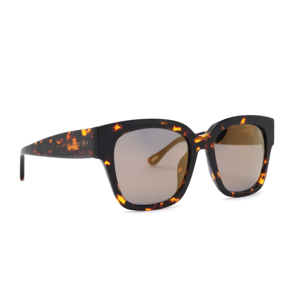 DIFF Bella II Dark Tortoise Gold Mirror Sunglasses