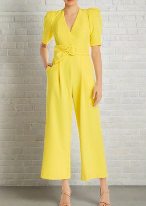 Black Halo 'Maricopa' Bold Yellow Belted Jumpsuit