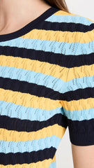 Jason Wu Striped Viscose Knit Short Sleeve Midi Dress