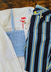 Tory Burch Skinny Blue/Denim Striped Jeans