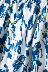 Jason Wu Iris Print Cotton Mini Shirt with Smocked Waist