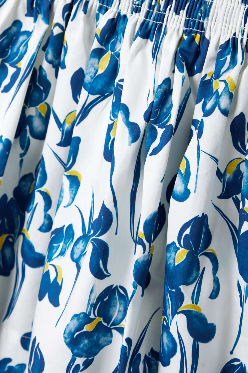 Jason Wu Iris Print Cotton Mini Shirt with Smocked Waist