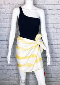 Man Repeller Yellow/White Striped Scalloped Sarong