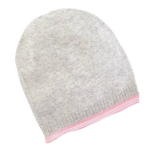 Hannah Rose Cashmere Hat + Glove Set (Gray/Pink)