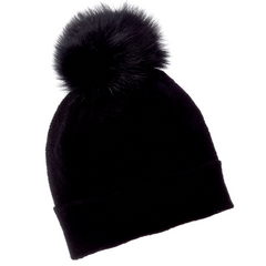 Hannah Rose Cashmere Cross Stitch Pom-Pom Hat