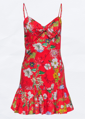 *FIRE SALE* Parker Red Floral-Print Mini Flounce Dress