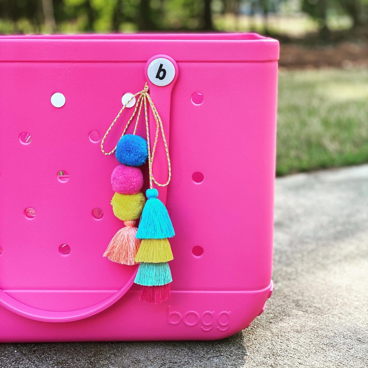 Pink & Black Polka Dot Tassel | Bogg Bag Decor | Car Charms | Car Accessories | Bogg Bag Monograms | Key Chain Decor | Personalized Bag Charms | Bogg
