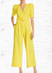 *FIRE SALE* Black Halo 'Maricopa' Bold Yellow Belted Jumpsuit