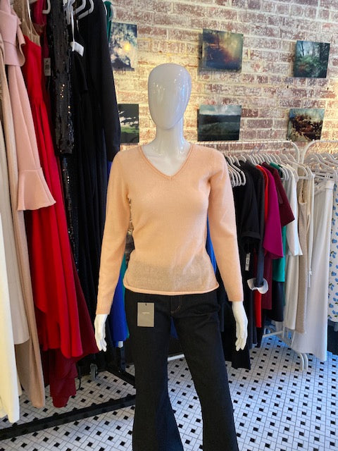 Hannah Rose Blush Cashmere V-Neck