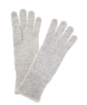 Hannah Rose Cashmere Hat + Glove Set (Gray/Pink)