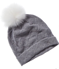 Hannah Rose Cashmere Cross Stitch Pom-Pom Hat
