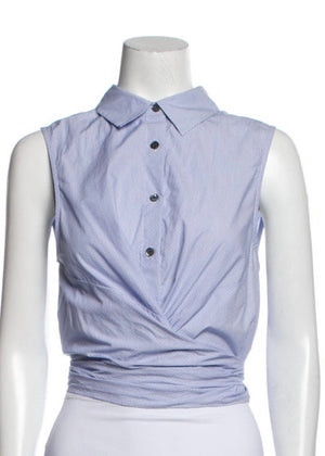 *FIRE SALE* Derek Lam Pinstripe Wrap Button-Down Cropped Blouse