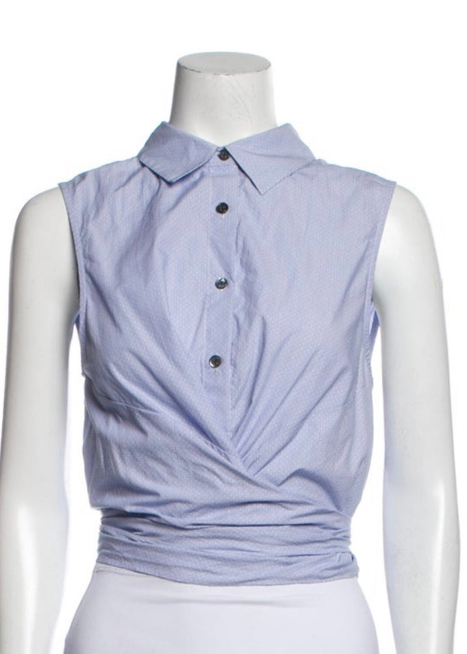 *FIRE SALE* Derek Lam Pinstripe Wrap Button-Down Cropped Blouse
