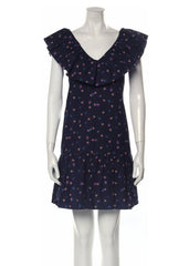 *FIRE SALE* Rebecca Taylor 'Farren' Navy Ruffle Linen-Blend Mini Dress
