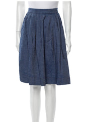 ottod'Ame Chambray Blue Pleated A-Line Skirt