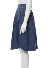 ottod'Ame Chambray Blue Pleated A-Line Skirt