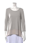 St. John Silk Bateau-Neck Gray Silk-Lined Tunic
