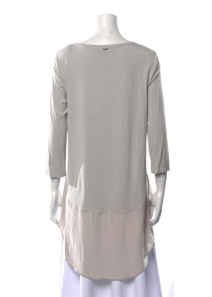 St. John Silk Bateau-Neck Gray Silk-Lined Tunic