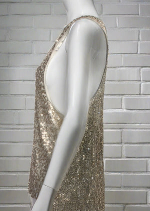 Gryphon New York Gold Silk-Sequin Racerback Party Top
