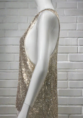 Gryphon New York Gold Silk-Sequin Racerback Party Top