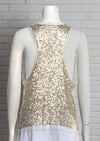 Gryphon New York Gold Silk-Sequin Racerback Party Top