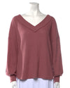 Elan Waffle-Knit V-Neck Pullover Top