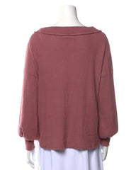 Elan Waffle-Knit V-Neck Pullover Top