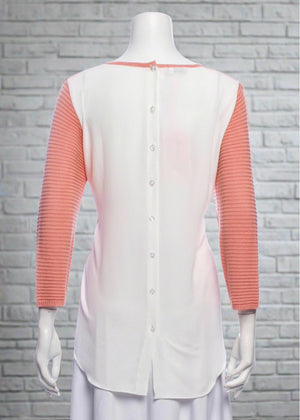 Jennifer Tyler Bateau Neckline Sweater (w/ Sheer Button Back)