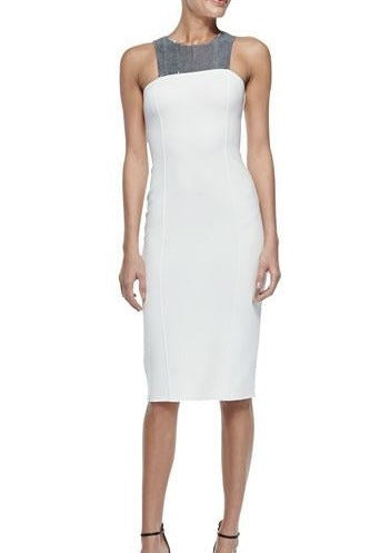 Michael Kors White Silver Italy Sequin Sheath