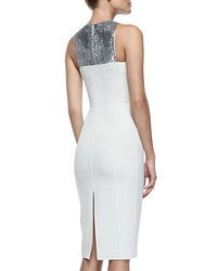 Michael Kors White Silver Italy Sequin Sheath