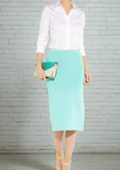 Ralph Lauren Stretch-Knit Silk-Blend Pencil Skirt