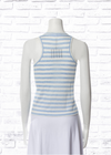 FRAME Blue/White Linen Racerback Striped Tank