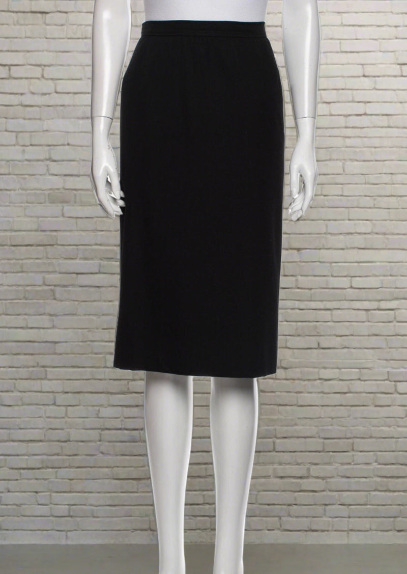 Yves Saint Laurent Rive Gauche Herringbone Navy Pencil Skirt