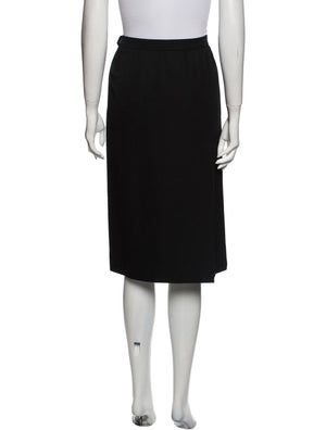 Yves Saint Laurent Rive Gauche Herringbone Navy Pencil Skirt