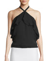 Alice + Olivia 'Monet' Ruffled Silk Halterneck Top