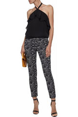 Alice + Olivia 'Monet' Ruffled Silk Halterneck Top