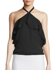 Alice + Olivia 'Monet' Ruffled Silk Halterneck Top