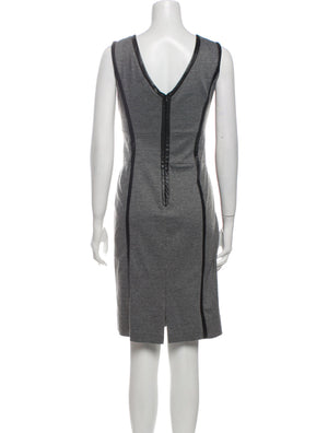 Tibi Houndstooth + Leather Trim Dress