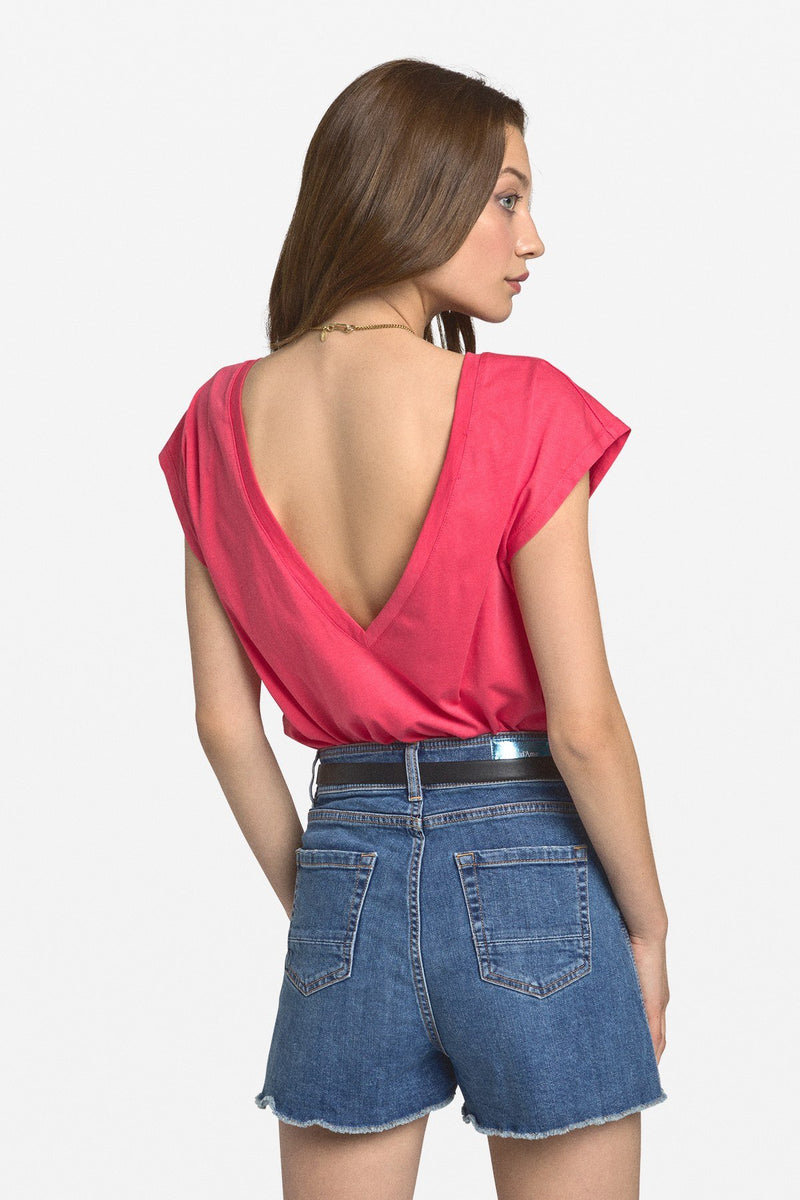 ottod'Ame Bright Coral V-Back Top