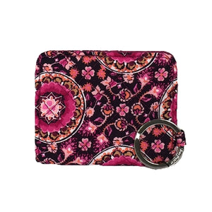 Vera Bradley Iconic Campus Luxury ID Holder in Raspberry Medallion