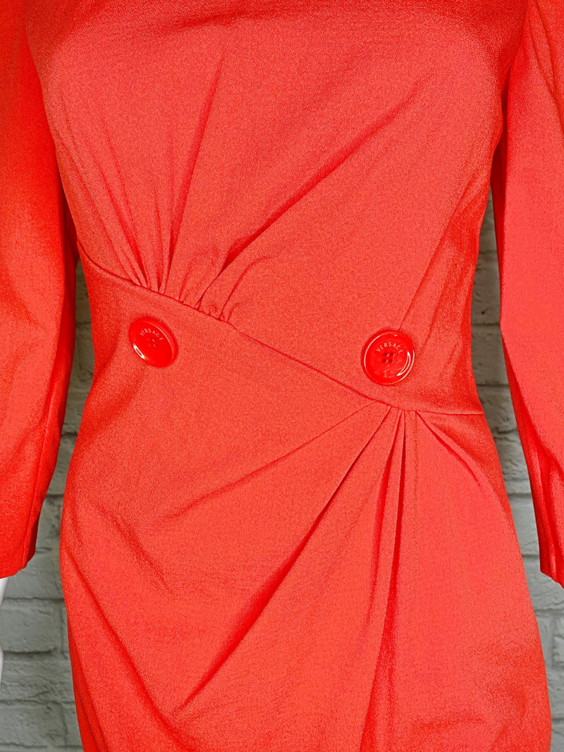 Versace Vintage Wool Button-Accent Dress