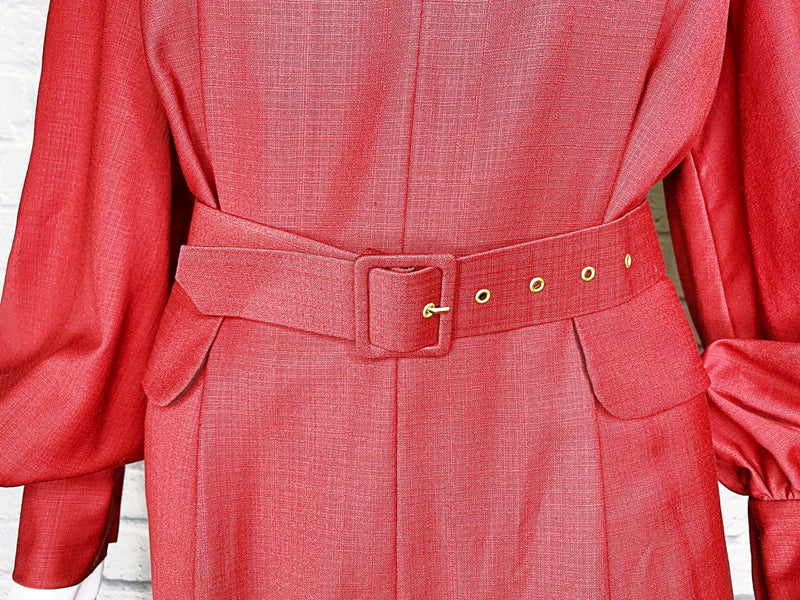 Emilia Wickstead Virgin Wool Burgundy Belted Jumpsuit