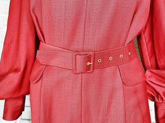 Emilia Wickstead Virgin Wool Burgundy Belted Jumpsuit