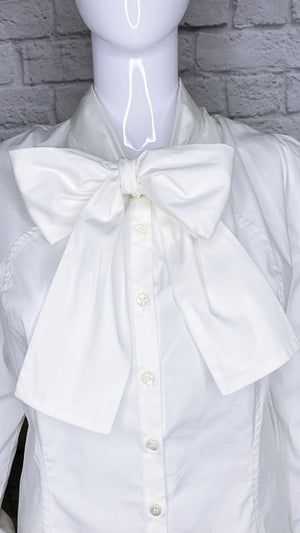 Carolina Herrera Vintage Bow-Accented Button Up Blouse