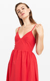 ottod'Ame Red Spaghetti Strap Poplin Midi Dress