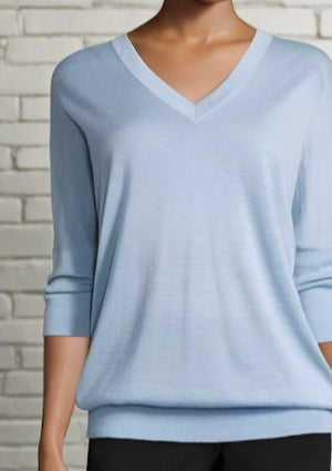 Derek Lam Cashmere-Silk Three-Quarter Sleeve V-Neck Sweater