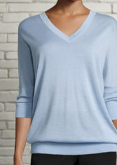 Derek Lam Cashmere-Silk Three-Quarter Sleeve V-Neck Sweater