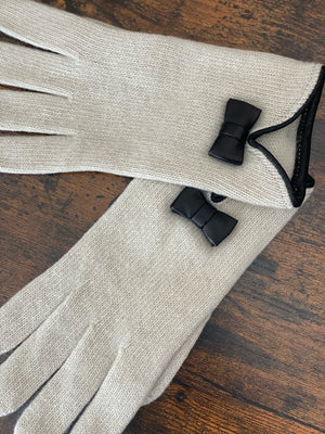 Portolano Cashmere + Leather Bow Gloves